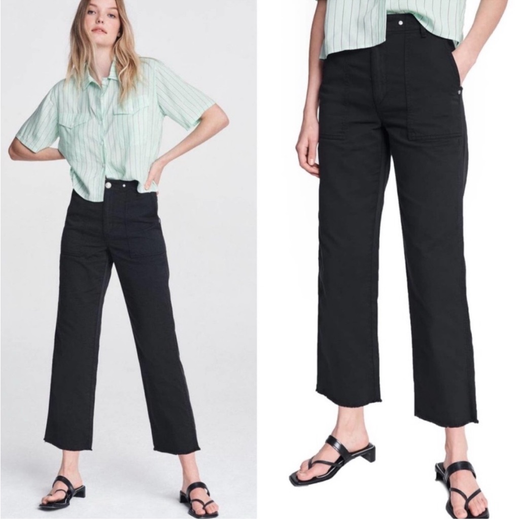 Rag & Bone Kaye High Rise Frayed Hem Straight Leg Chino.